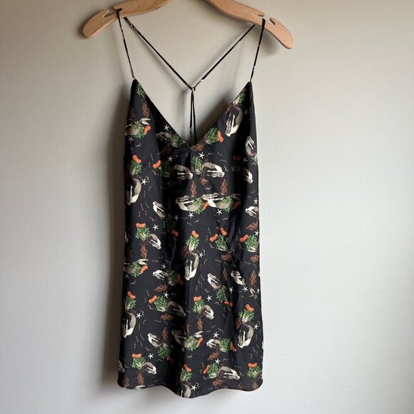 ZARA Mermaid Black Satin Tie Back Mini Slip Dress Size Medium - Picture 7 of 13